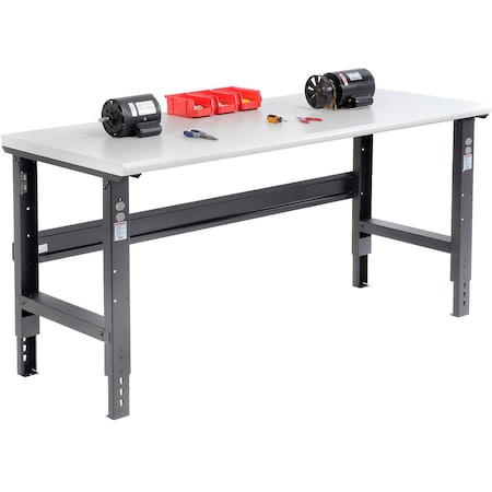 Global Industrial Adjustable Height Workbench, 72 x 36in, Laminate Safety Edge, Black 183992BK